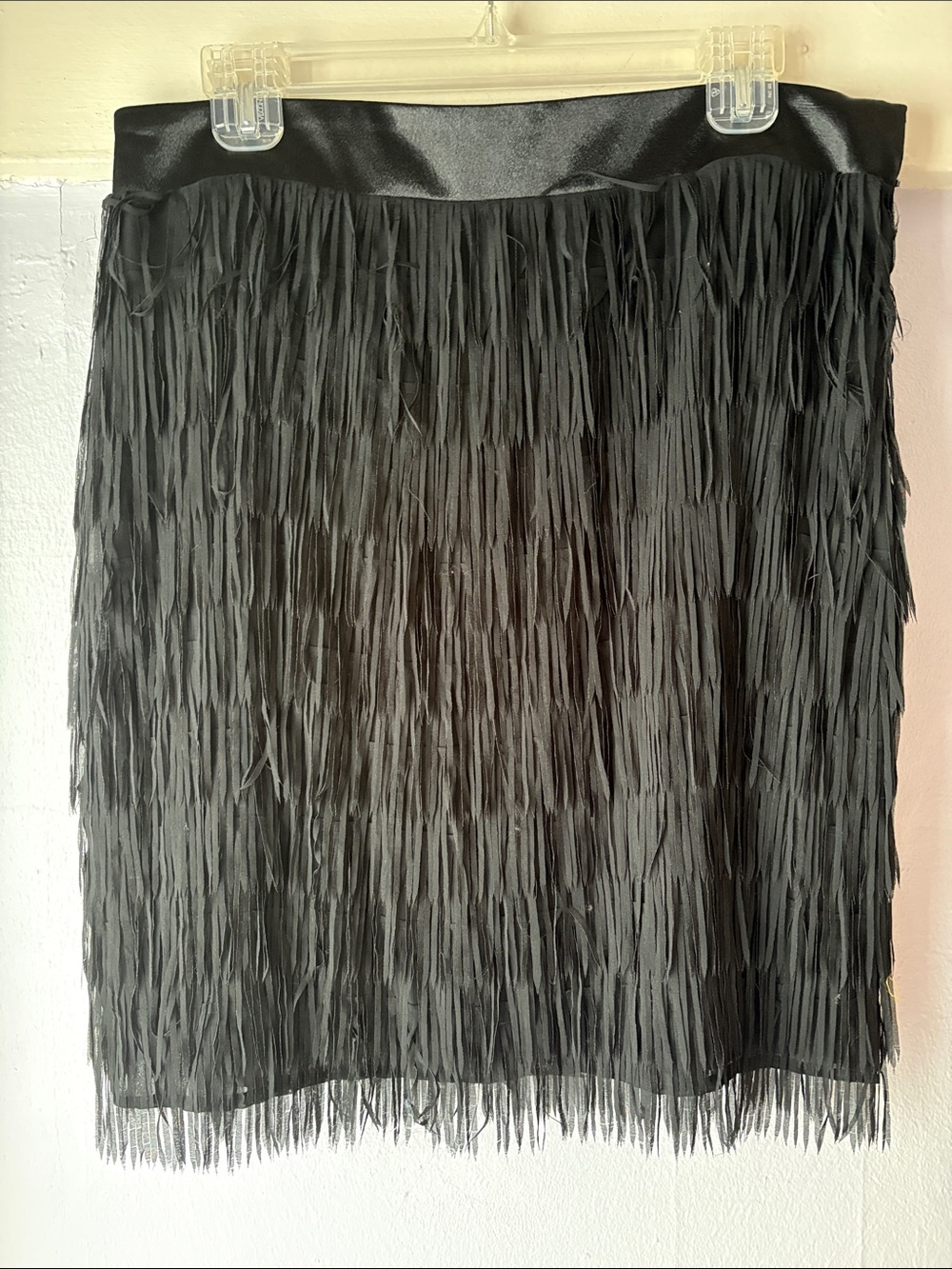 New York & Company Black Fringe Mini Skirt